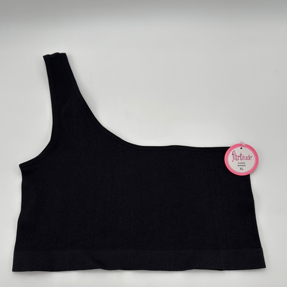 NWT Flirtitude Bralette Black Seamless One Shoulder Size XL - Picture 1 of 7